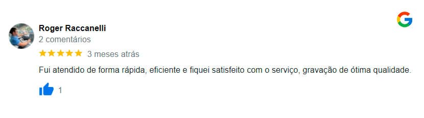 Avaliação feita por um de nossos clientes no Google