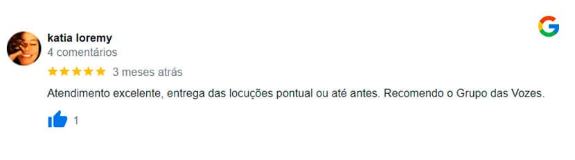 Avaliação feita por um de nossos clientes no Google